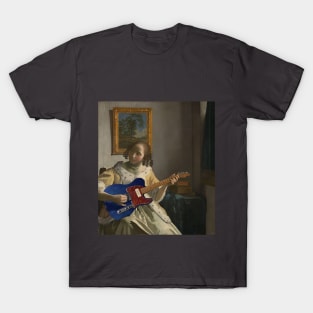 Girl with Guitar - Moody Maximalism Oil Painting T-Shirt